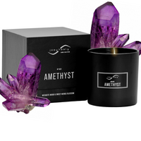 Amethyst Candle. Mesquite Wood and Sweet Neroli Blossom scent.